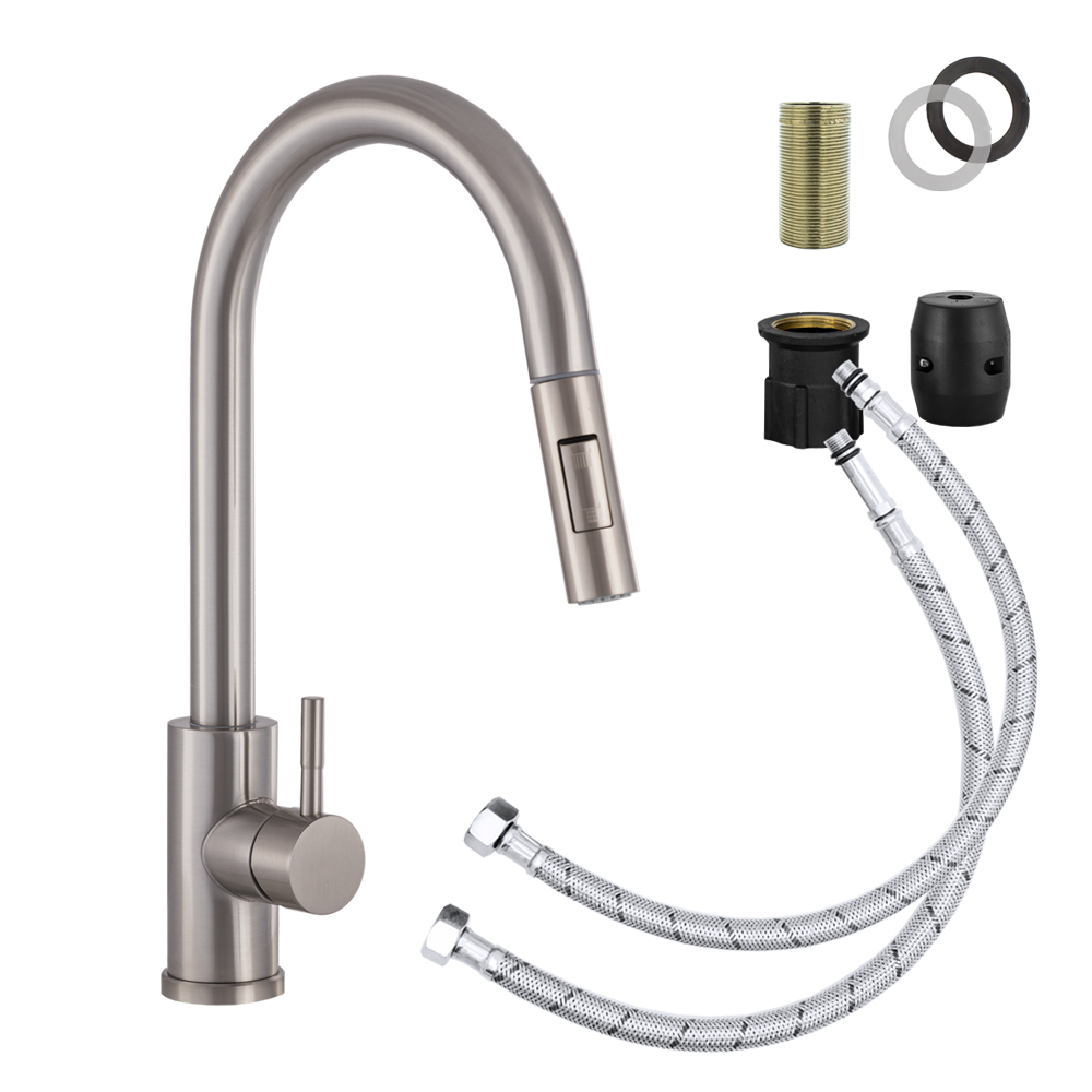 Bateria kuchenna z wyciąganą wylewką TARU SLIM INOX - zestaw montażowy
