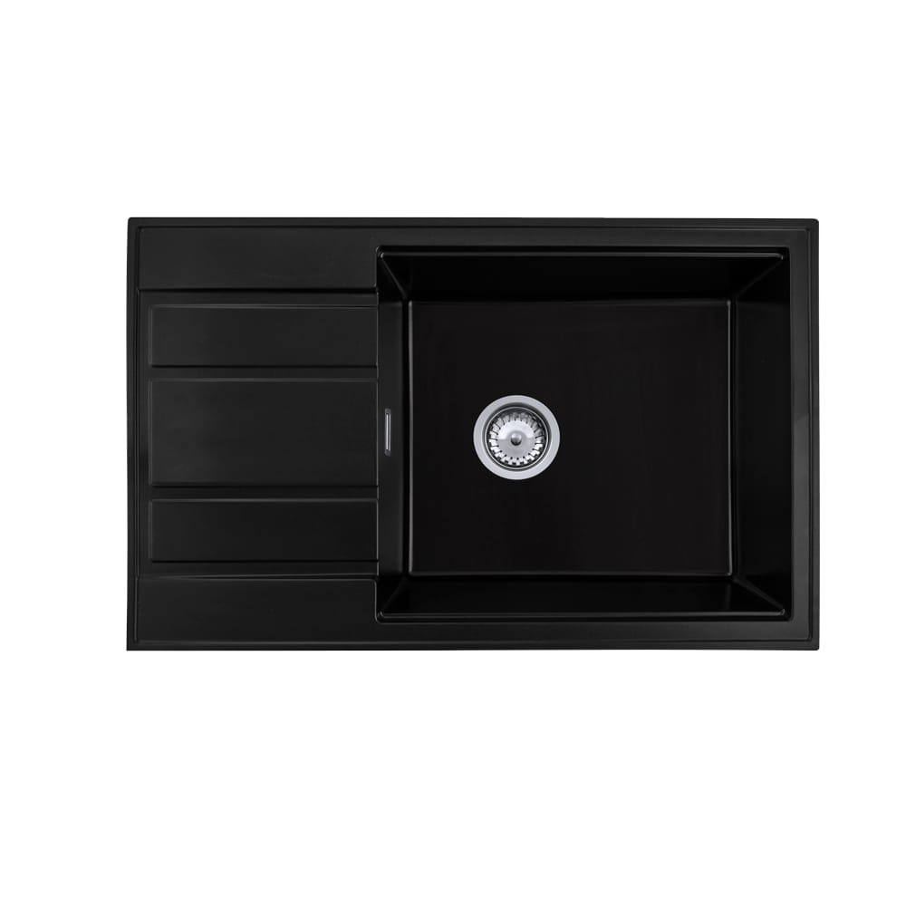 Zlewozmywak granitowy jednokomorowy z ociekaczem MODERN CZARNY 80x50
