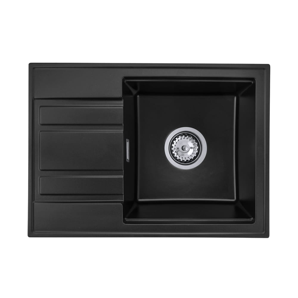Zlewozmywak granitowy jednokomorowy z ociekaczem MODERN CZARNY 58x42