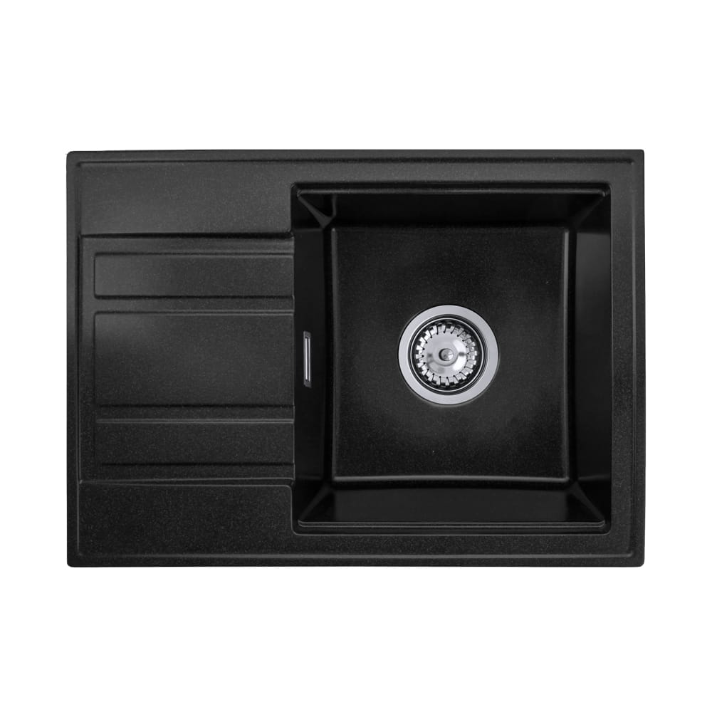 Zlewozmywak granitowy jednokomorowy z ociekaczem MODERN CZARNY GRANIT 58x42 