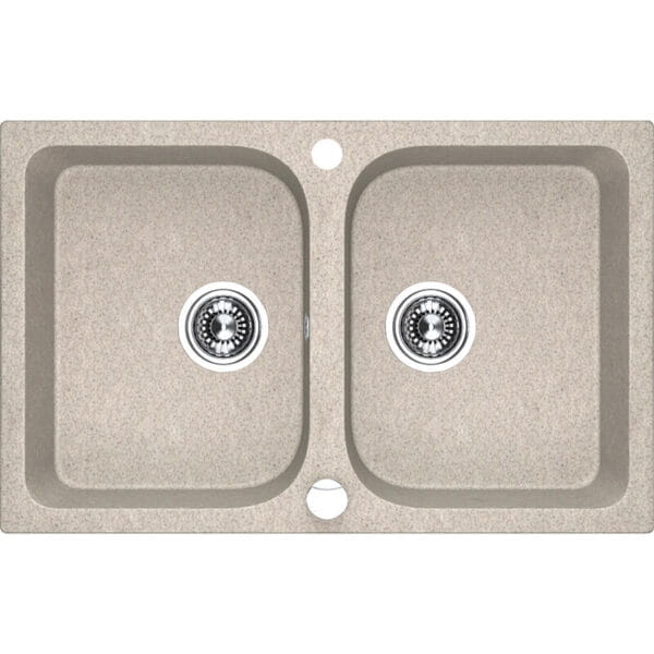Zlewozmywak granitowy LAVEO CELIA 76x48 beżowy - zlew 2-komorowy