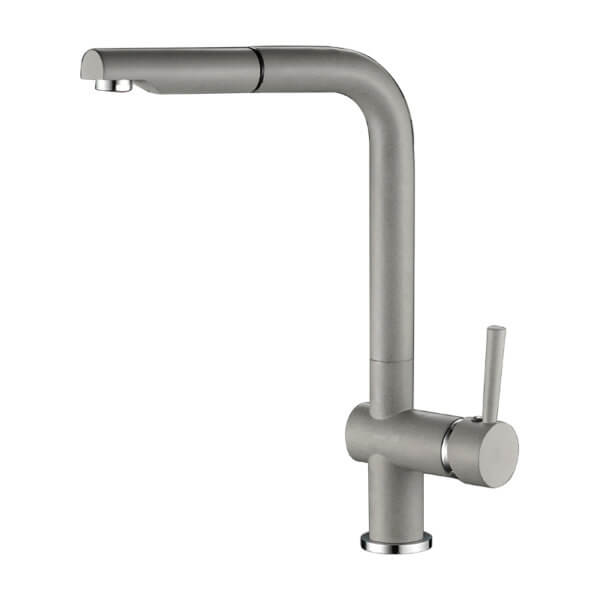 Bateria kuchenna LAVEO Luna szara - bateria zlewozmywakowa stojąca z wyciąganą wylewką