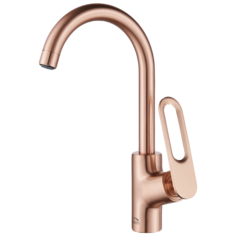 Bateria kuchenna LAVEO Tierra różowe złoto – bateria zlewozmywakowa stojąca z wylewką U 