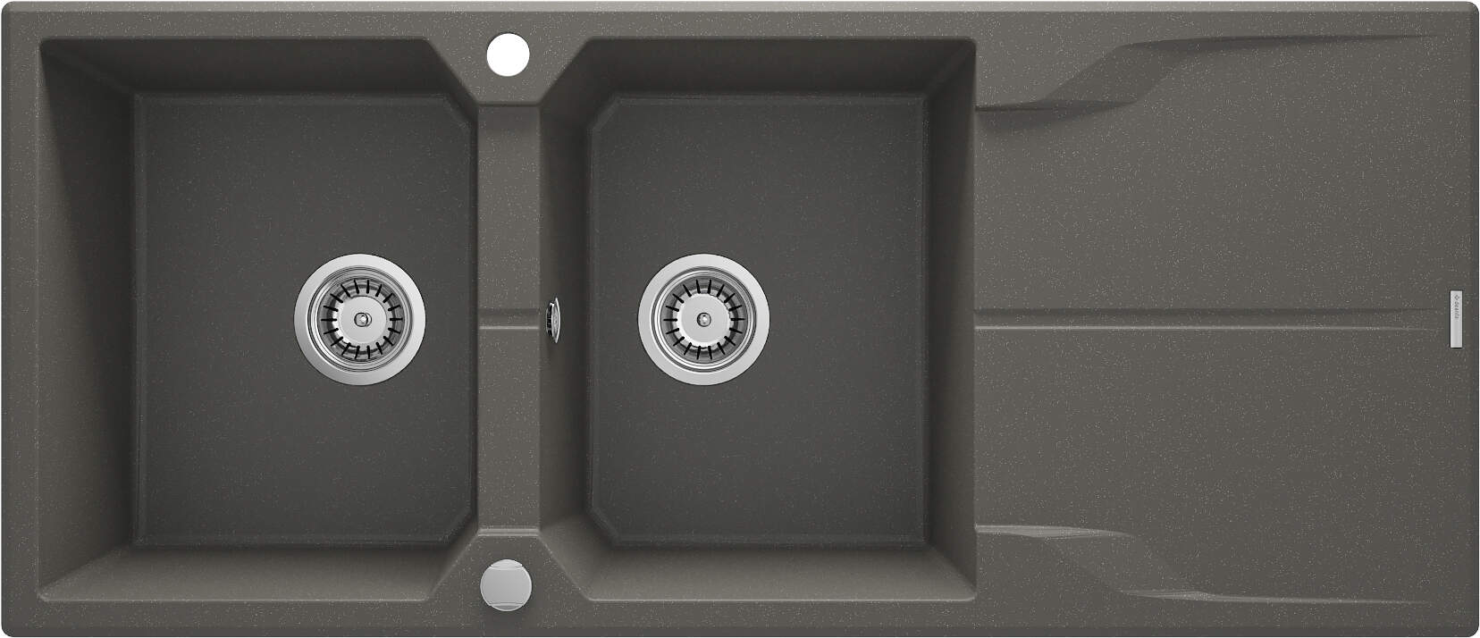 Deante Zlewozmywak granitowy ANDANTE ANTRACYT METALIK 2-komorowy z ociekaczem