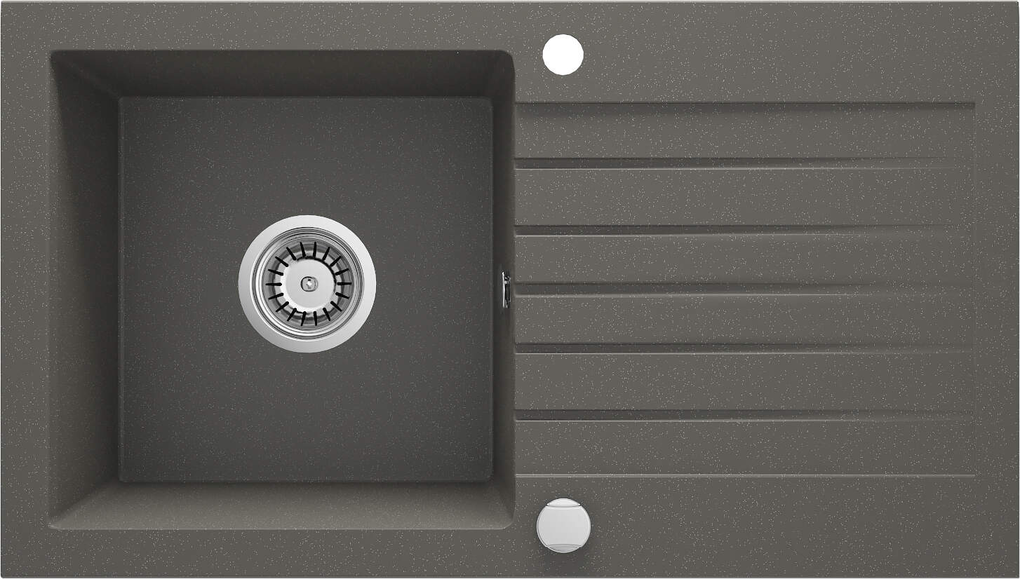 Deante Zlewozmywak granitowy ZORBA ANTRACYT METALIK 1-komorowy z ociekaczem