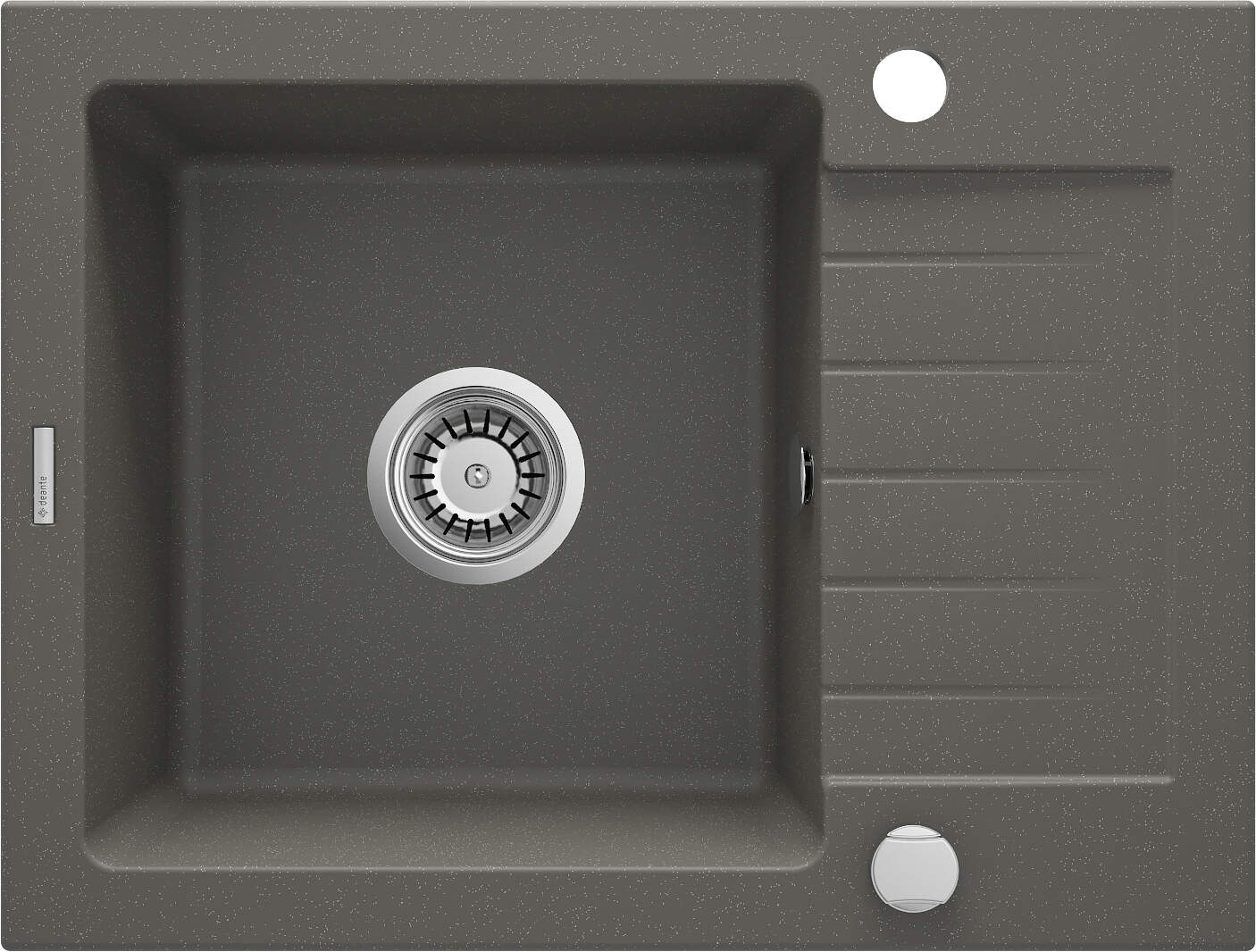 Deante Zlewozmywak granitowy ZORBA ANTRACYT METALIK 1-komorowy z ociekaczem