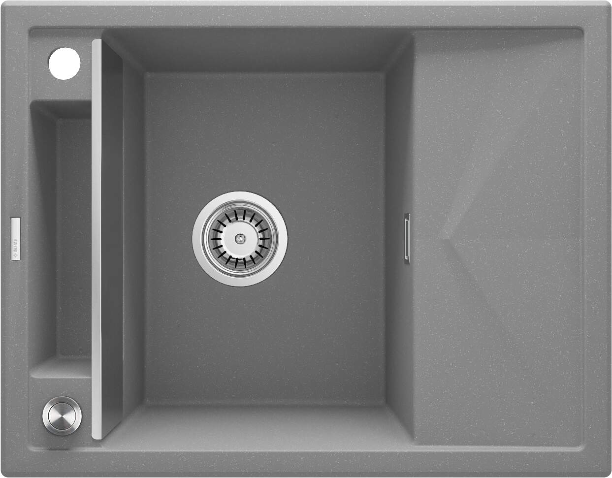 Deante Zlewozmywak granitowy magnetyczny MAGNETIC SZARY METALIK 1-komorowy z ociekaczem