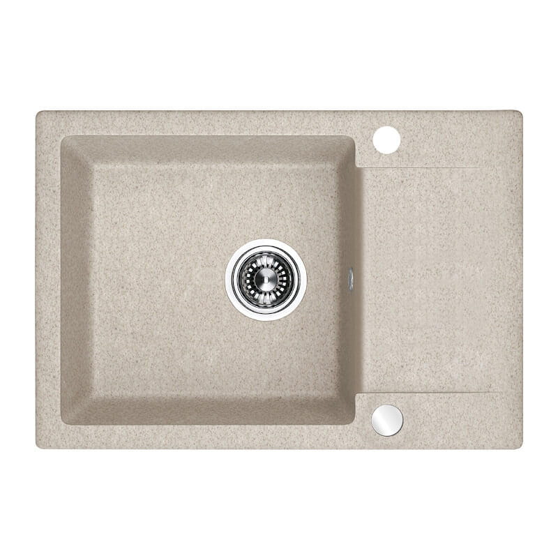 Zlewozmywak granitowy CELEBES 65x44 beżowy - zlew 1-komorowy z półociekaczem