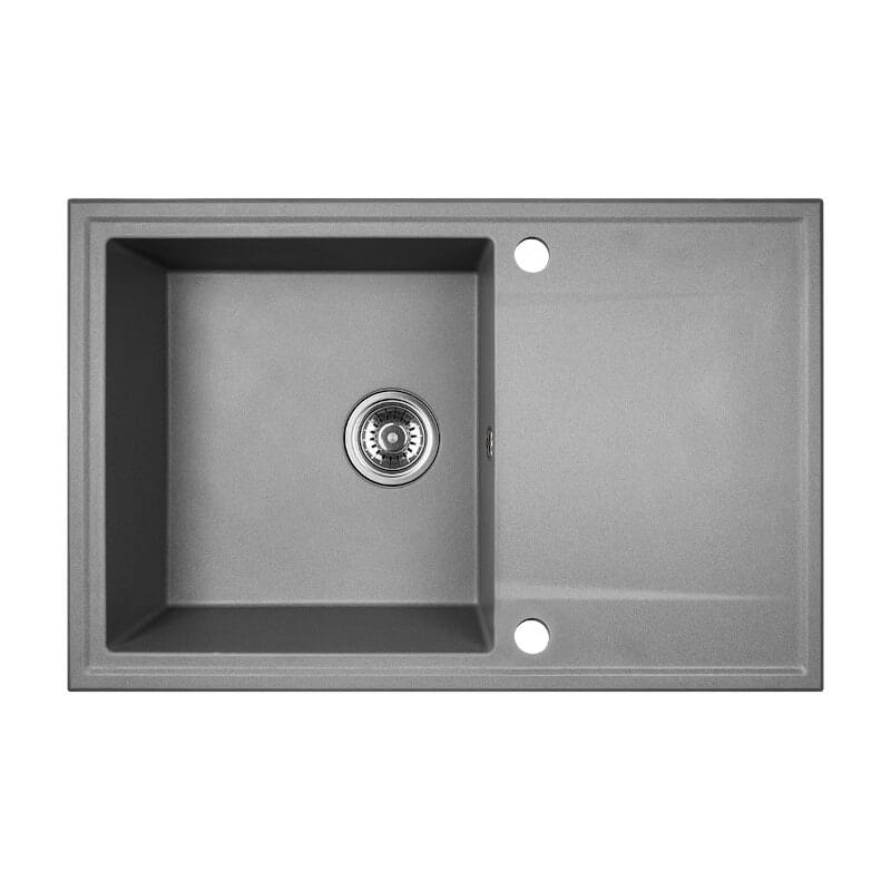 Zlewozmywak granitowy HUNTER 67x44 szary - zlew 1-komorowy z ociekaczem  