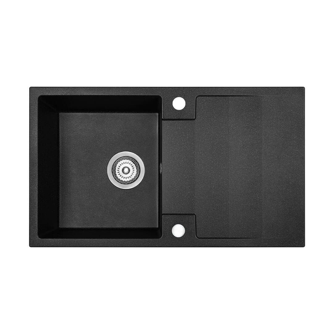 Zlewozmywak granitowy RAB 76x44 czarny - zlew 1-komorowy z ociekaczem 