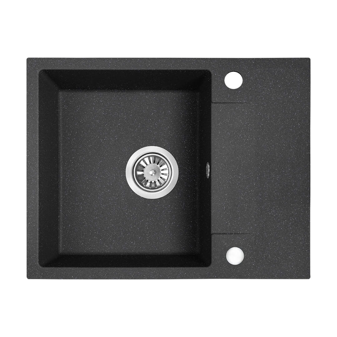 Zlewozmywak granitowy RAB 56x44 czarny - zlew 1-komorowy z półociekaczem 