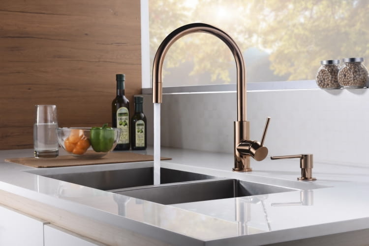 Bateria kuchenna zlewozmywakowa Blue Water Pori - Inox Różowe Złoto 