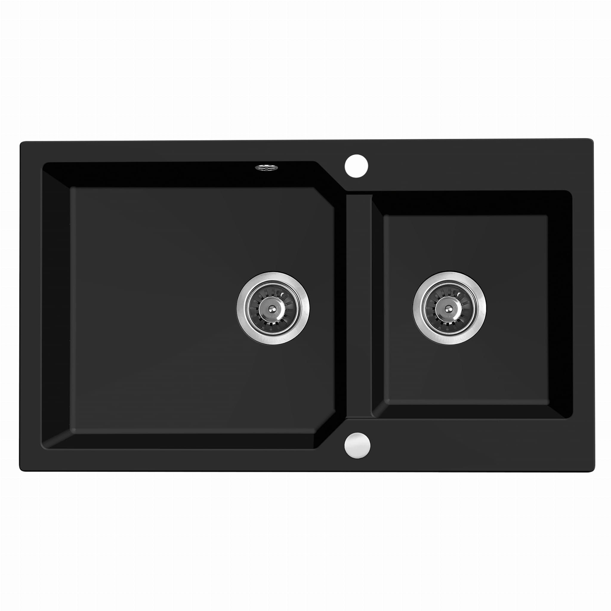 Zlewozmywak granitowy LAVEO MILOS 86x50 CZARNY MONOLIT- zlew 2-komorowy