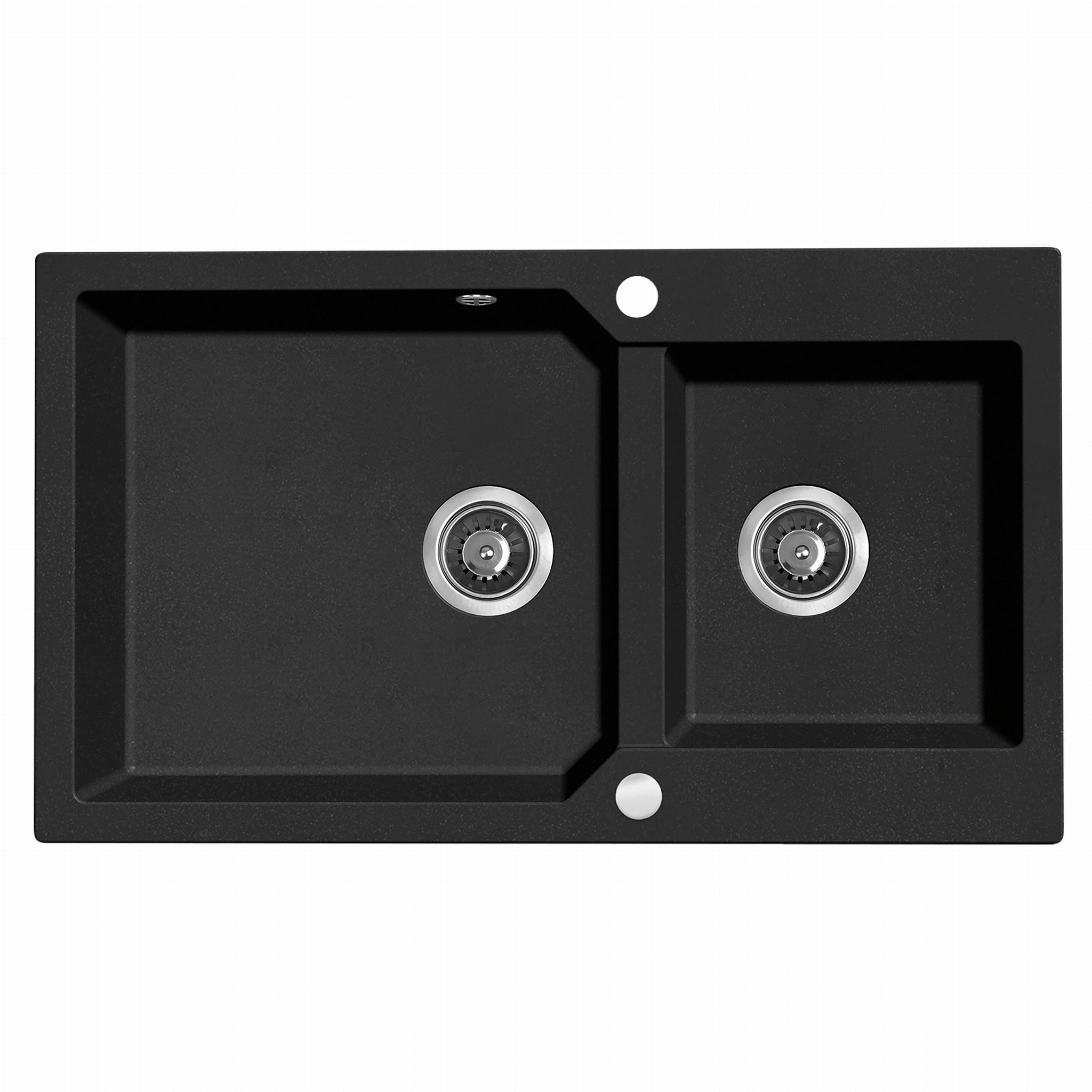 Zlewozmywak granitowy LAVEO MILOS 86x50 CZARNY NAKRAPIANY- zlew 2-komorowy 