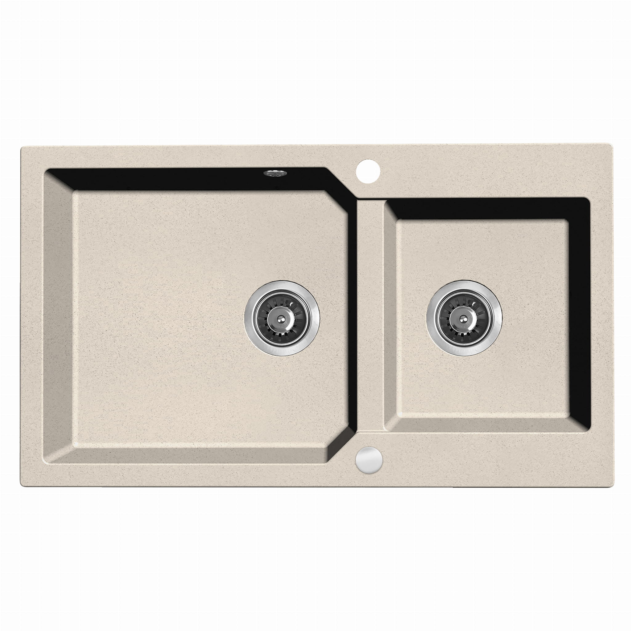 Zlewozmywak granitowy LAVEO MILOS 86x50 BEŻOWY - zlew 2-komorowy   