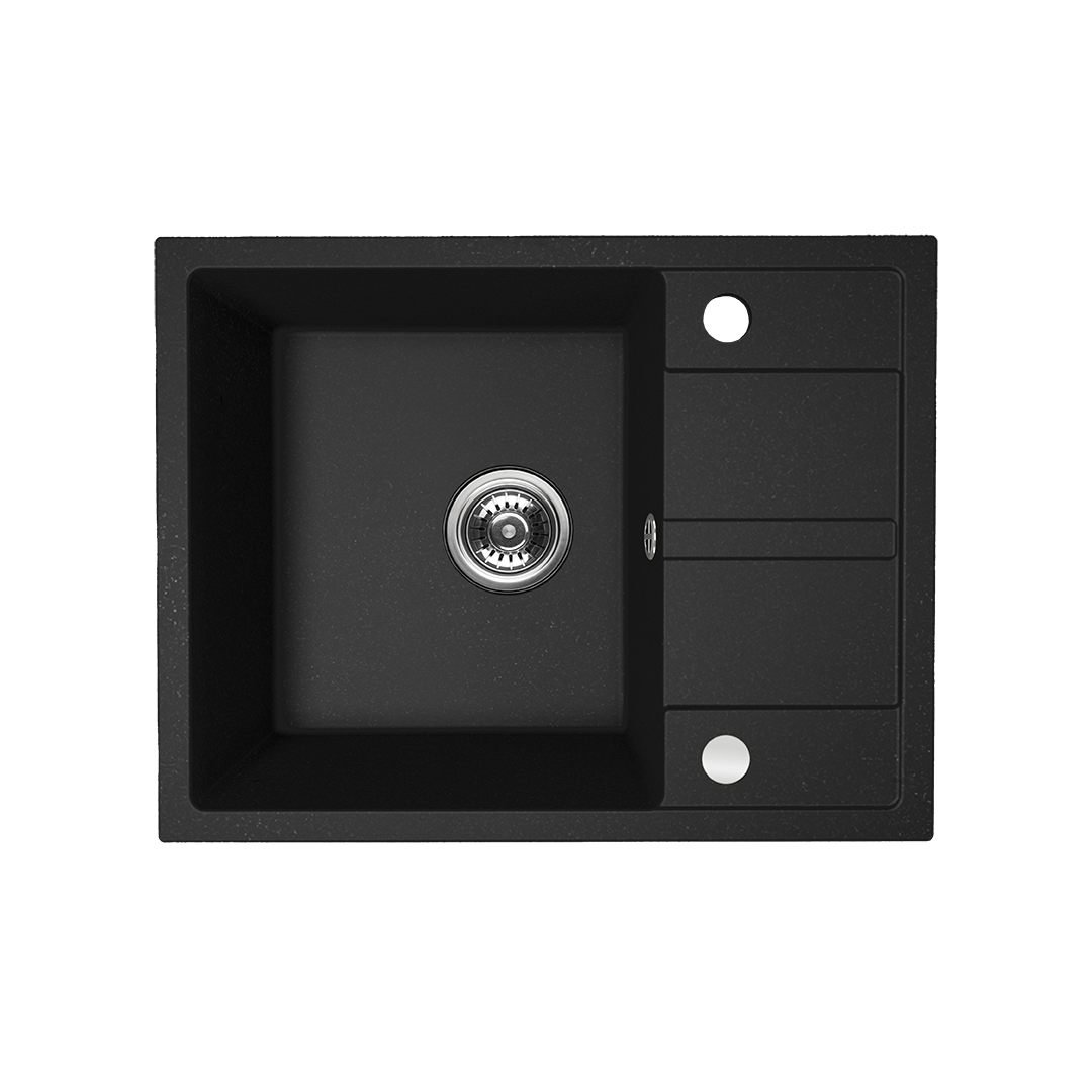 Zlewozmywak granitowy KUCHINOX VITI 56x44 CZARNY- zlew 1-komorowy        