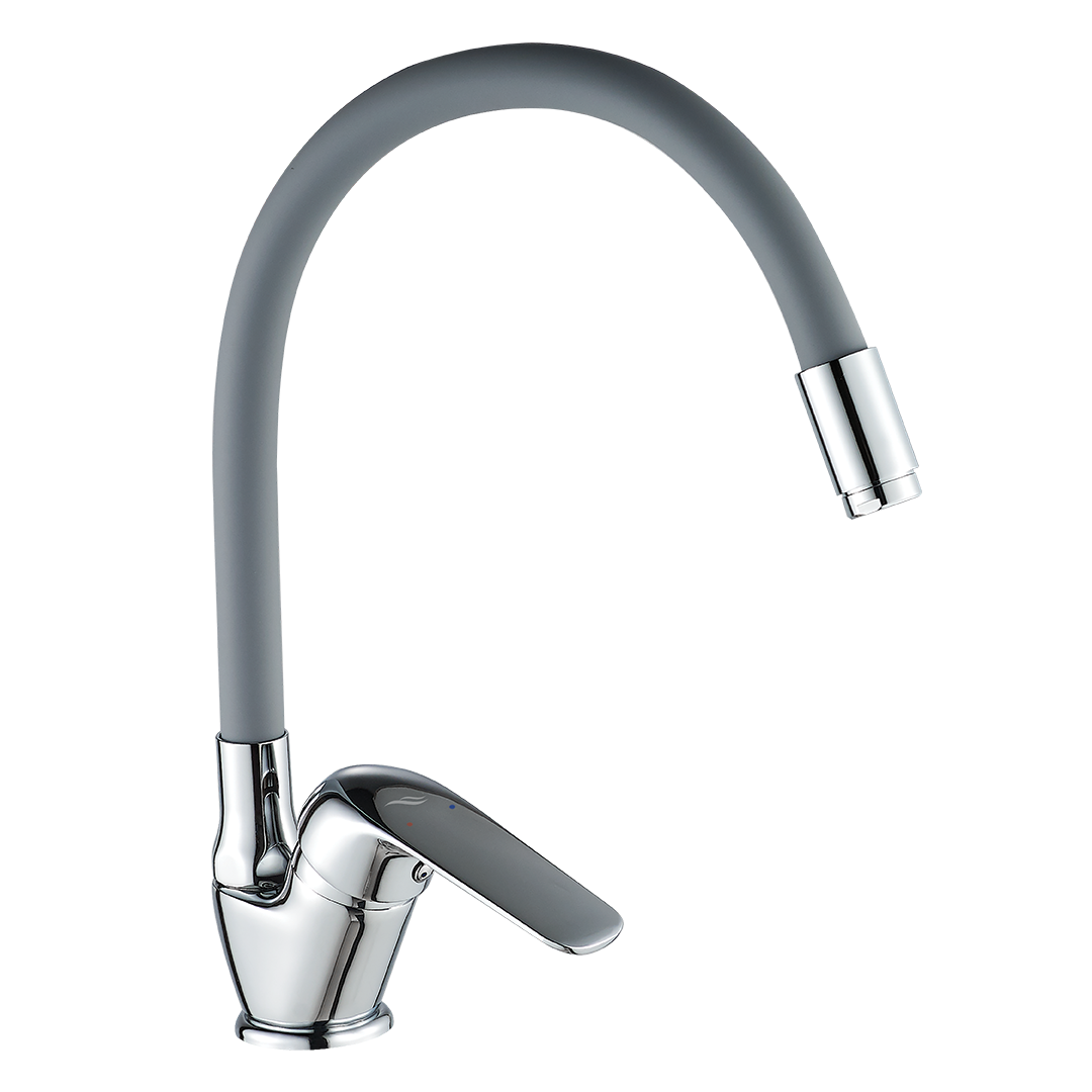 Bateria kuchenna stojąca z elastyczną wylewką ELZA szara chrom  