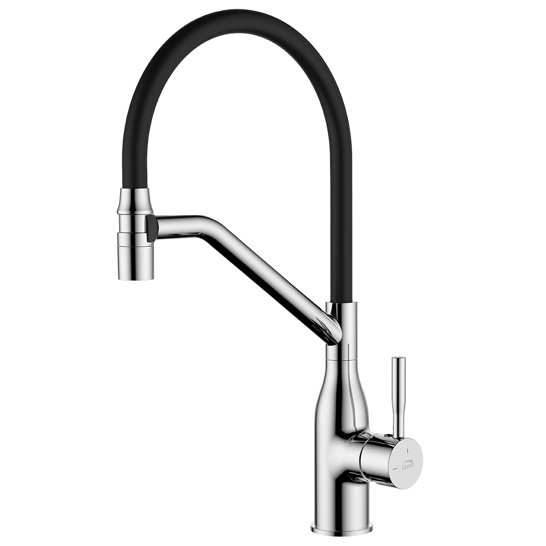 Bateria kuchenna stojąca z elastyczną wylewką COLINA czarna chrom 