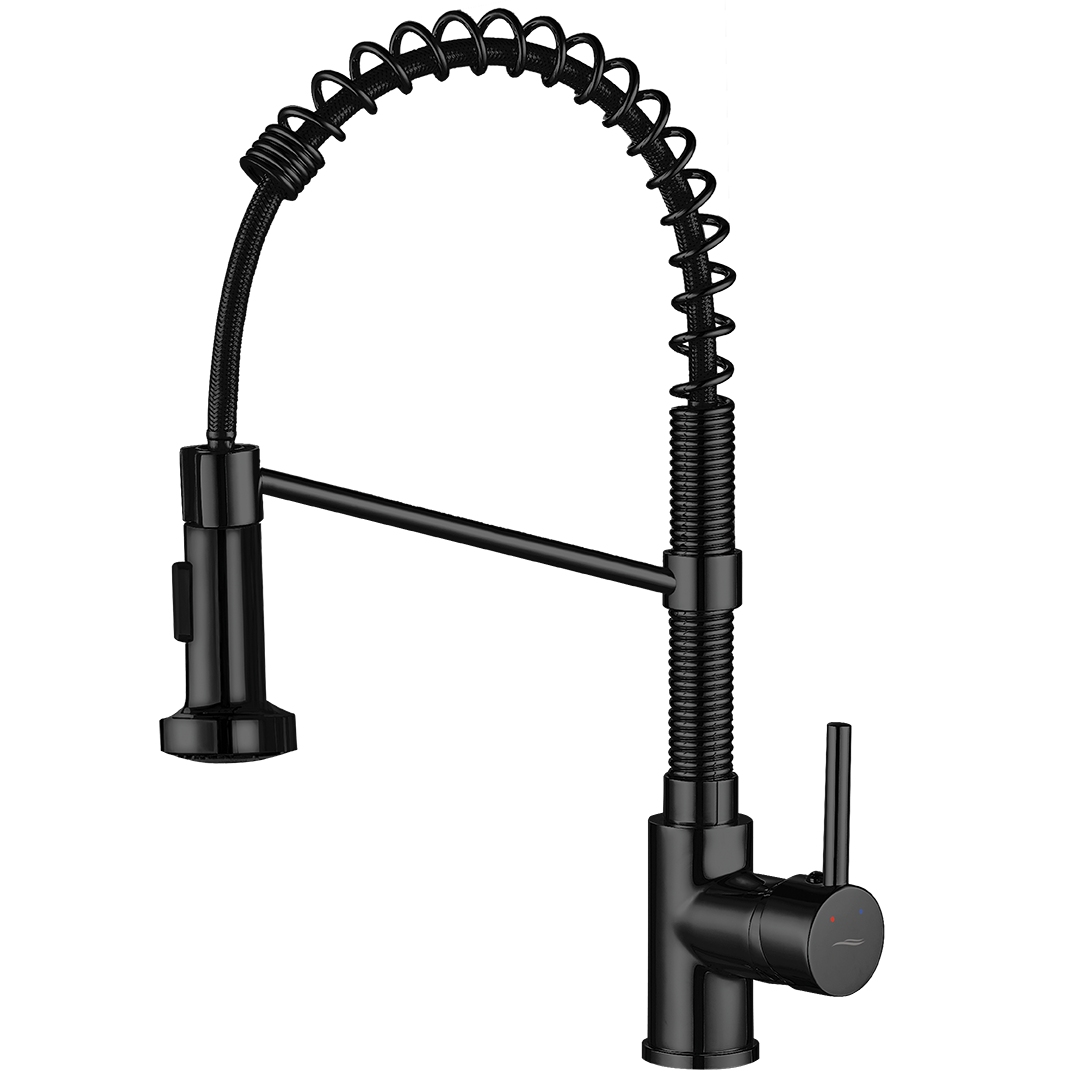 Bateria kuchenna stojąca z elastyczną wylewką na sprężynie LOCO czarna