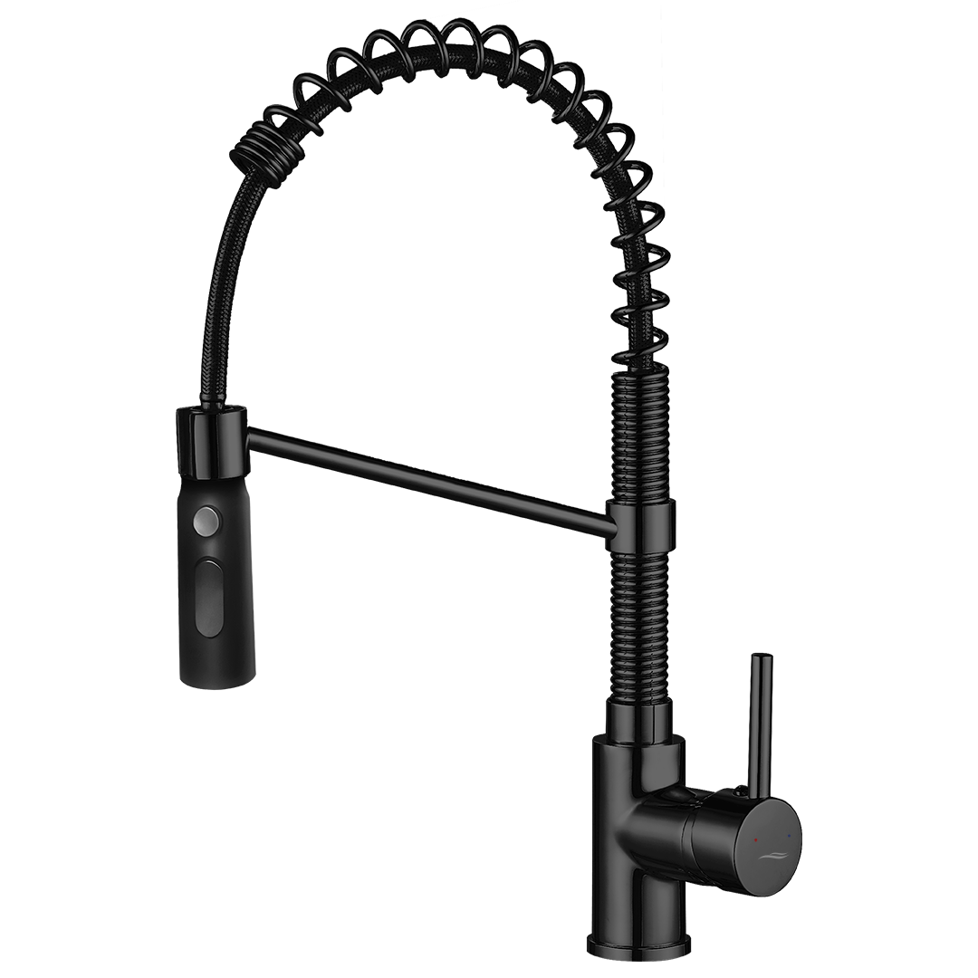Bateria kuchenna stojąca z elastyczną wylewką na sprężynie SERPRN czarna 