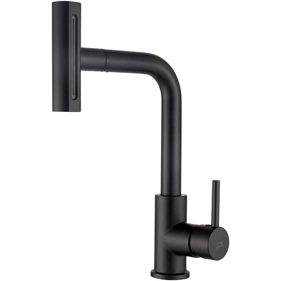 Bateria kuchenna stojąca z wyciąganą wielofunkcyjną wylewką ROTARO czarna 