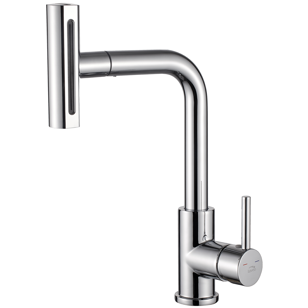 Bateria kuchenna stojąca z wyciąganą wielofunkcyjną wylewką ROTARO chrom