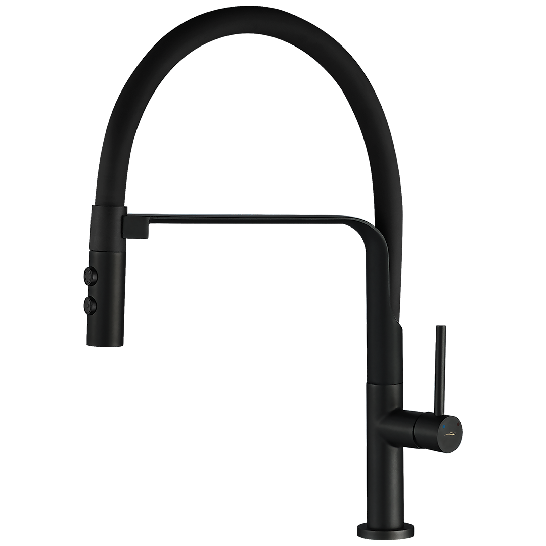 Bateria zlewozmywakowa stojąca SILUETTO CZARNA elastyczna wylewka z mocowaniem magnetycznym