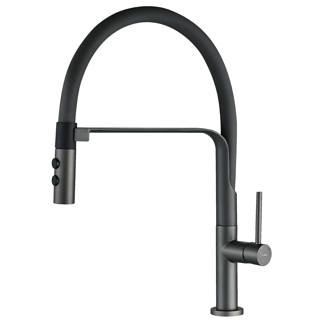 Bateria zlewozmywakowa stojąca SILUETTO GRAFIT elastyczna wylewka z mocowaniem magnetycznym