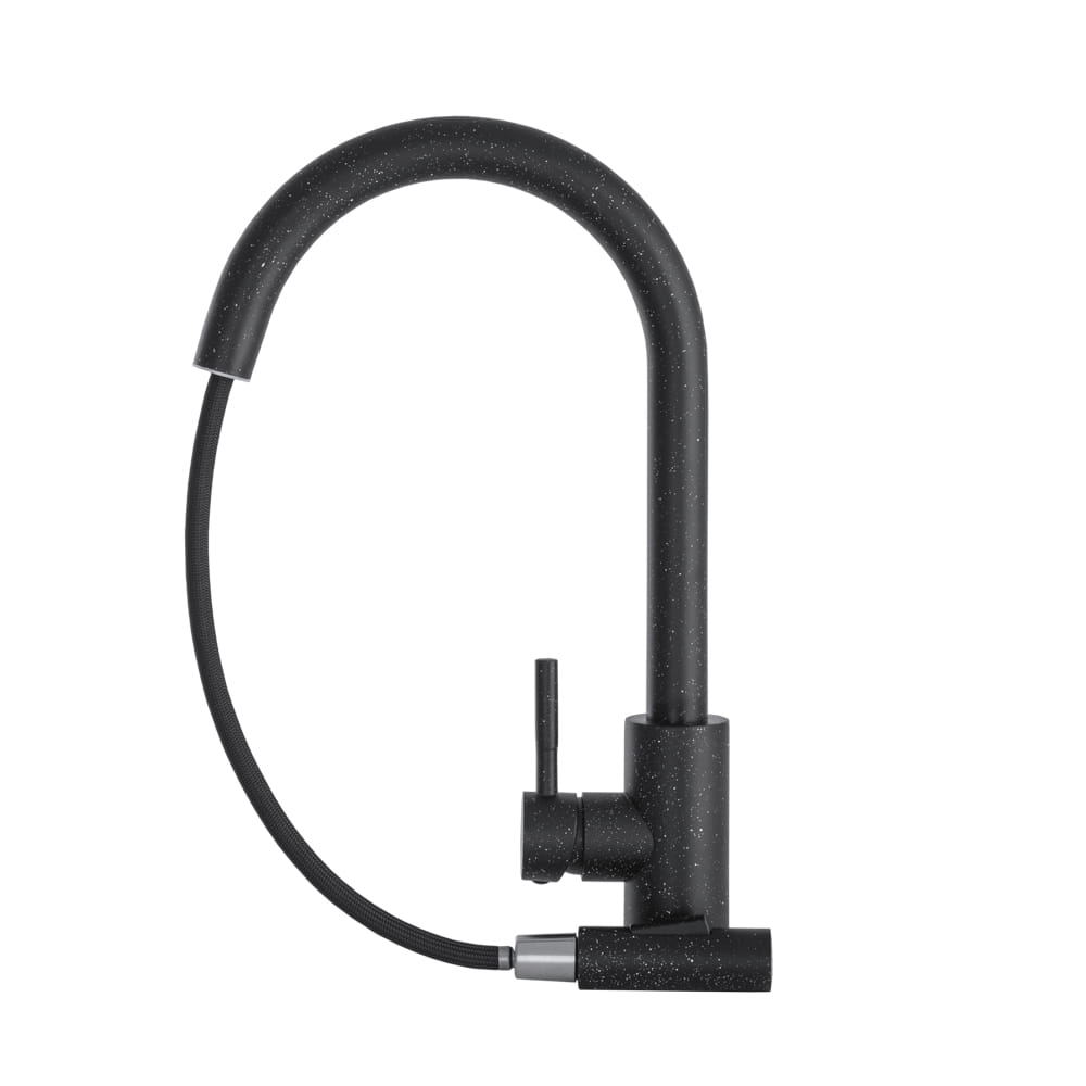 Bateria kuchenna z wyciągana wylewką TARU SLIM CZARNY NAKRAPIANY