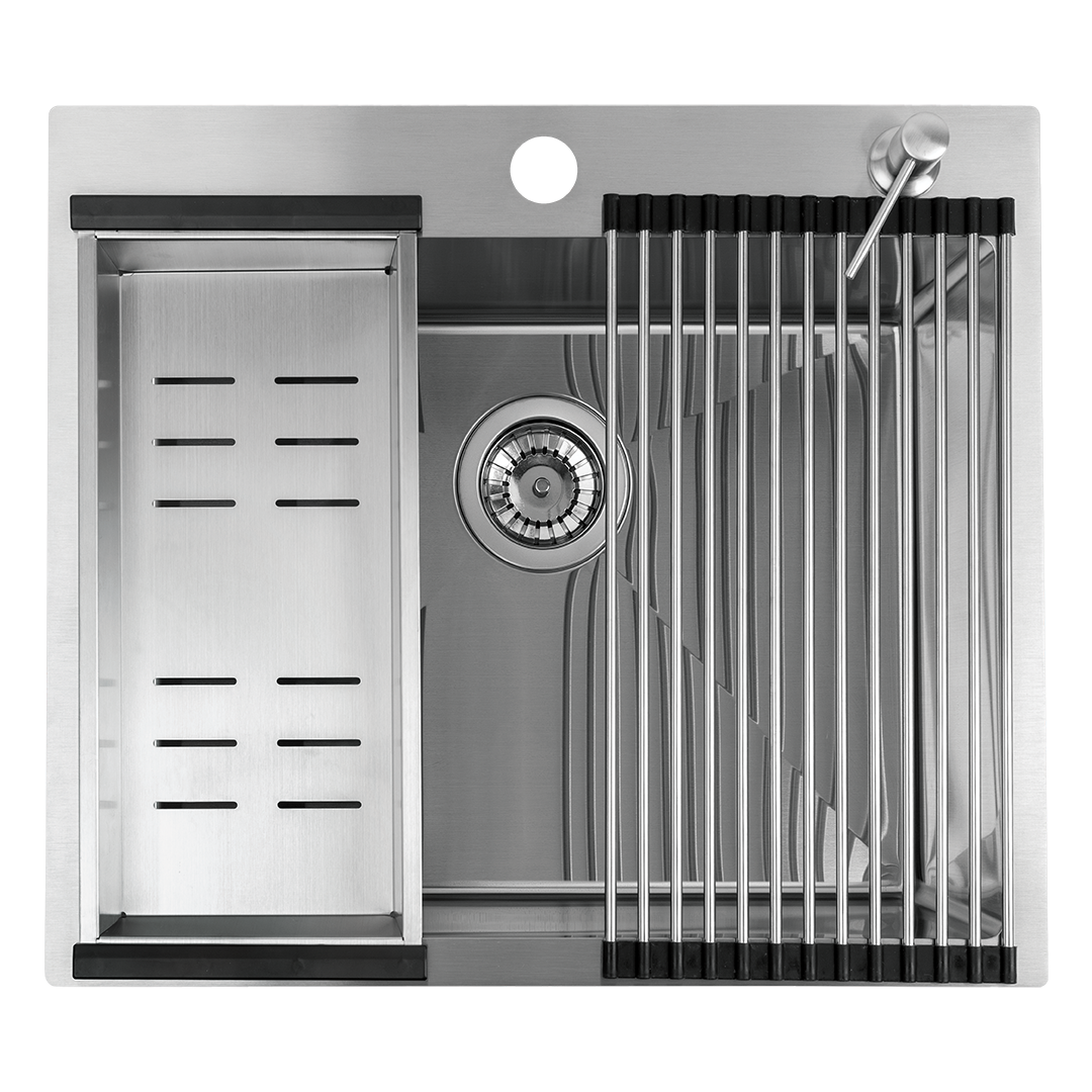 Zlewozmywak stalowy MALAWI LAVEO zlew jednokomorowy 50x58 INOX z syfonem AKCESORIA zestaw  