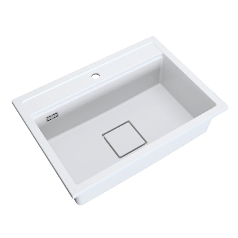 Zlewozmywak granitowy LAVRE QUADRO 70x50 BIAŁY - Zlew kuchenny jednokomorowy