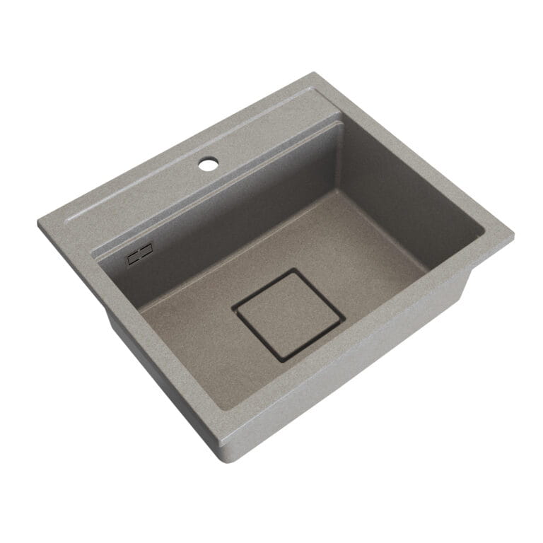 Zlewozmywak granitowy LAVRE QUADRO 58x50 BEŻOWY - Zlew kuchenny jednokomorowy 