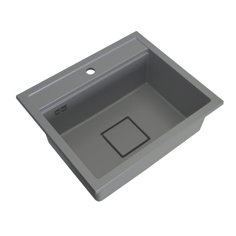 Zlewozmywak granitowy LAVRE QUADRO 58x50 SZARY - Zlew kuchenny jednokomorowy
