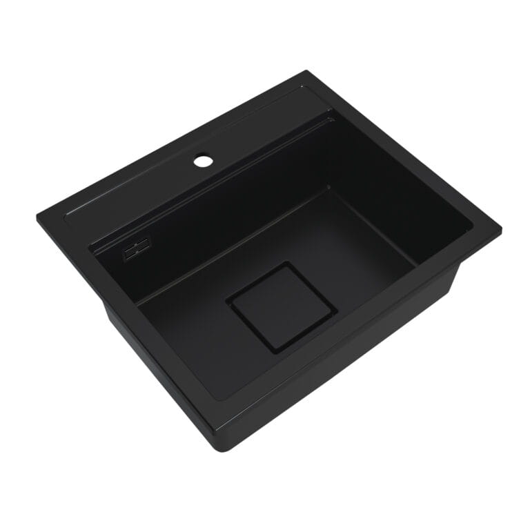 Zlewozmywak granitowy LAVRE QUADRO 58x50 CZARNY - Zlew kuchenny jednokomorowy