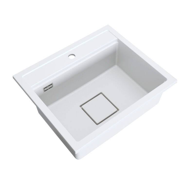Zlewozmywak granitowy LAVRE QUADRO 58x50 BIAŁY - Zlew kuchenny jednokomorowy