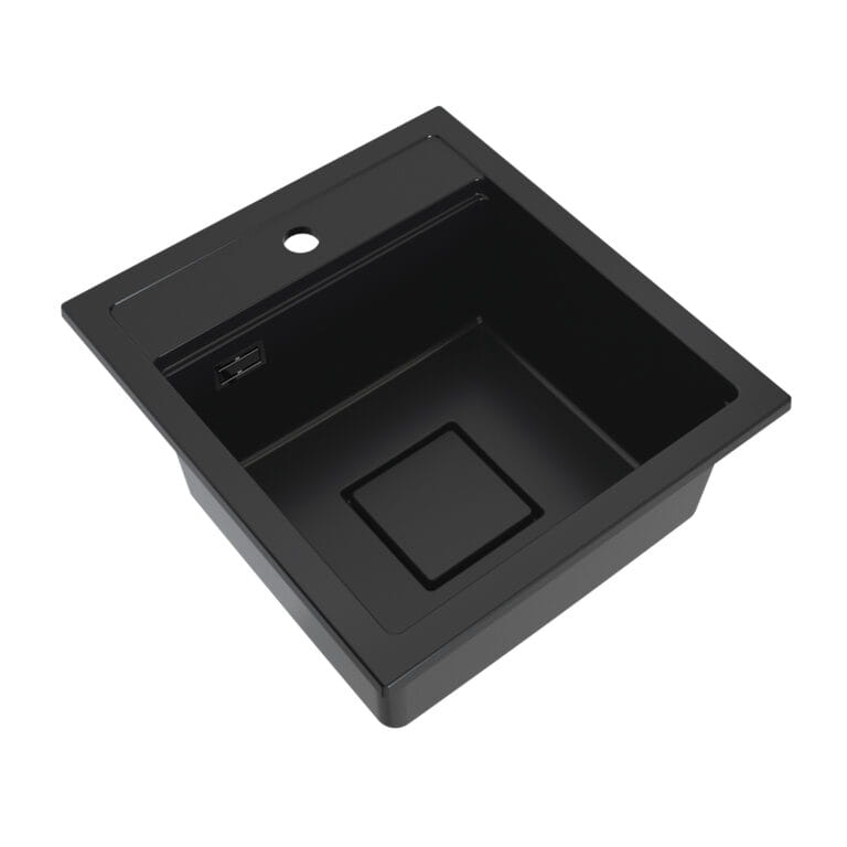 Zlewozmywak granitowy LAVRE QUADRO 45x50 CZARNY - Zlew kuchenny jednokomorowy