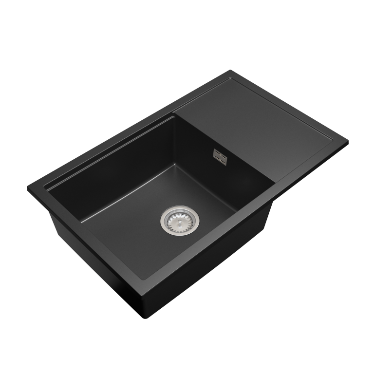 Zlewozmywak granitowy LAVRE ADVANCE PLUS 80 CZARNY - Zlew kuchenny jednokomorowy z ociekaczem