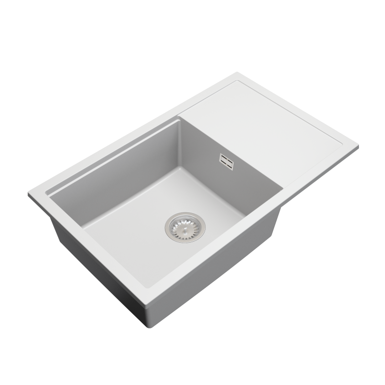 Zlewozmywak granitowy LAVRE ADVANCE PLUS 80 BIAŁY - Zlew kuchenny jednokomorowy z ociekaczem