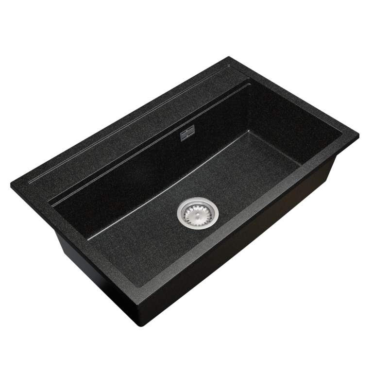 Zlewozmywak granitowy LAVRE ADVANCE 8050 CZARNY NAKRAPIANY ZŁOTY - Zlew kuchenny jednokomorowy