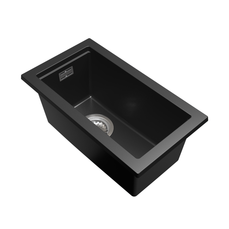 Zlewozmywak granitowy LAVRE DECOR 28x50 CZARNY - Zlew kuchenny jednokomorowy 