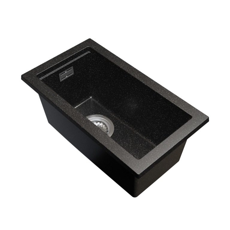 Zlewozmywak granitowy LAVRE DECOR 28x50 CZARNY NAKRAPIANY - Zlew kuchenny jednokomorowy 