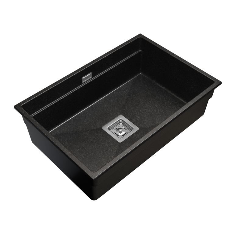 Zlewozmywak granitowy LAVRE DECOR 70x50 CZARNY NAKRAPIANY - Zlew kuchenny jednokomorowy