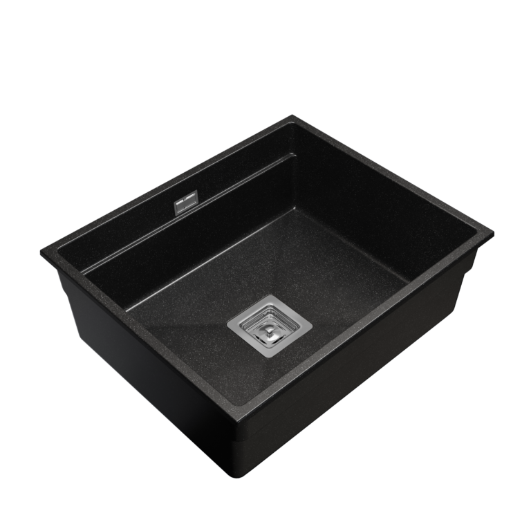 Zlewozmywak granitowy LAVRE DECOR 60x50 CZARNY NAKRAPIANY - Zlew kuchenny jednokomorowy 