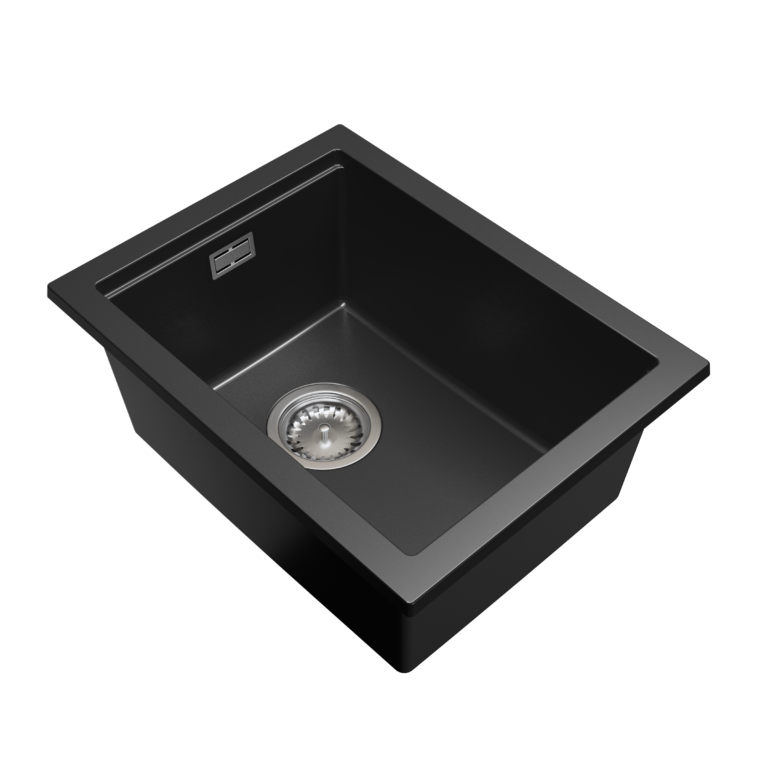 Zlewozmywak granitowy LAVRE DECOR 38x50 CZARNY - Zlew kuchenny jednokomorowy