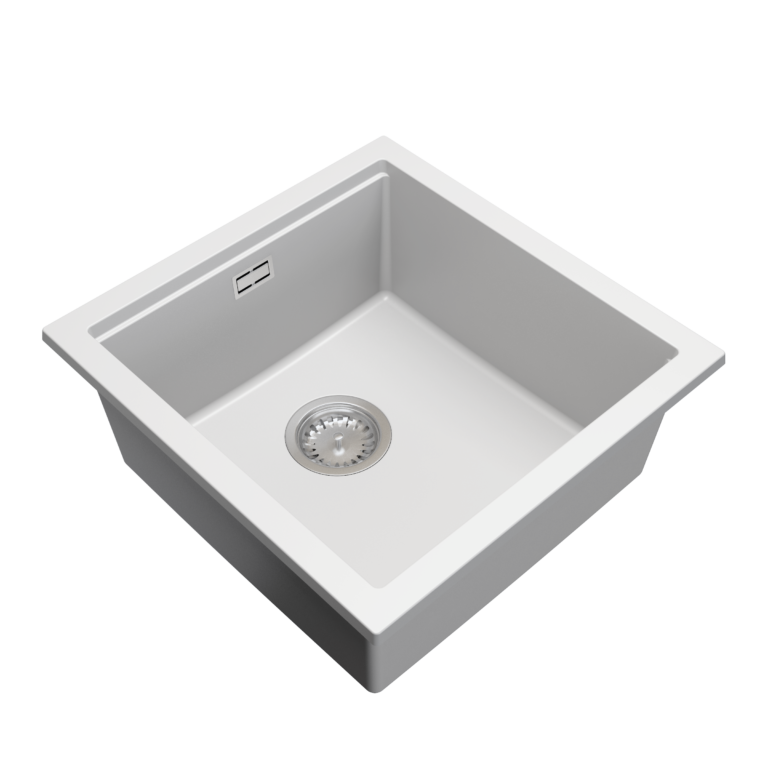 Zlewozmywak granitowy LAVRE DECOR 48x50 BIAŁY - Zlew kuchenny jednokomorowy