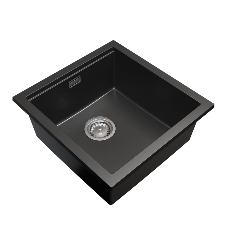 Zlewozmywak granitowy LAVRE DECOR 48x50 CZARNY - Zlew kuchenny jednokomorowy
