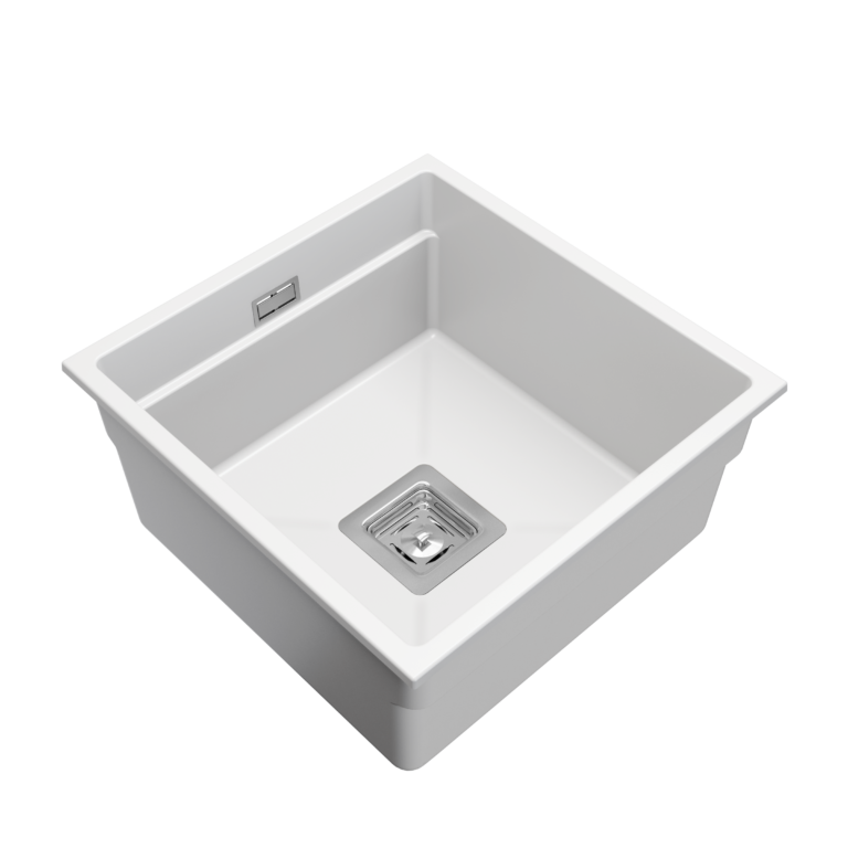 Zlewozmywak granitowy LAVRE DECOR 44x45 BIAŁY - Zlew kuchenny jednokomorowy 