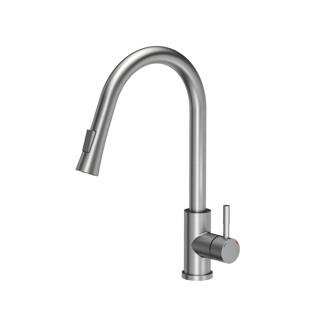 Bateria kuchenna stalowa QUADRON JULIA z wyciąganą wylewką kolor STAL SZLACHETNA