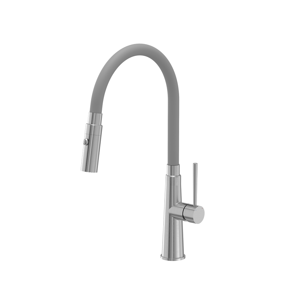 Bateria kuchenna stalowa QUADRON GINA z elastyczną wylewką kolor STALOWY/SZARY