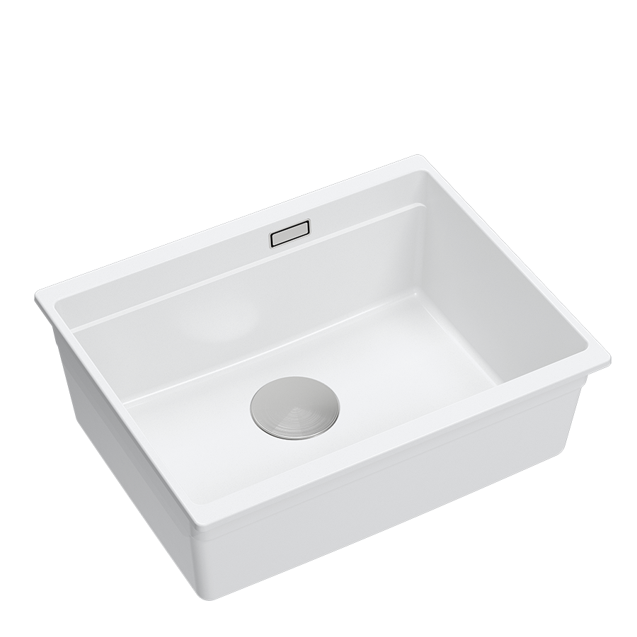 Zlewozmywak granitowy QUADRON LOGAN 100 56x45 SNOW WHITE - Zlew kuchenny jednokomorowy